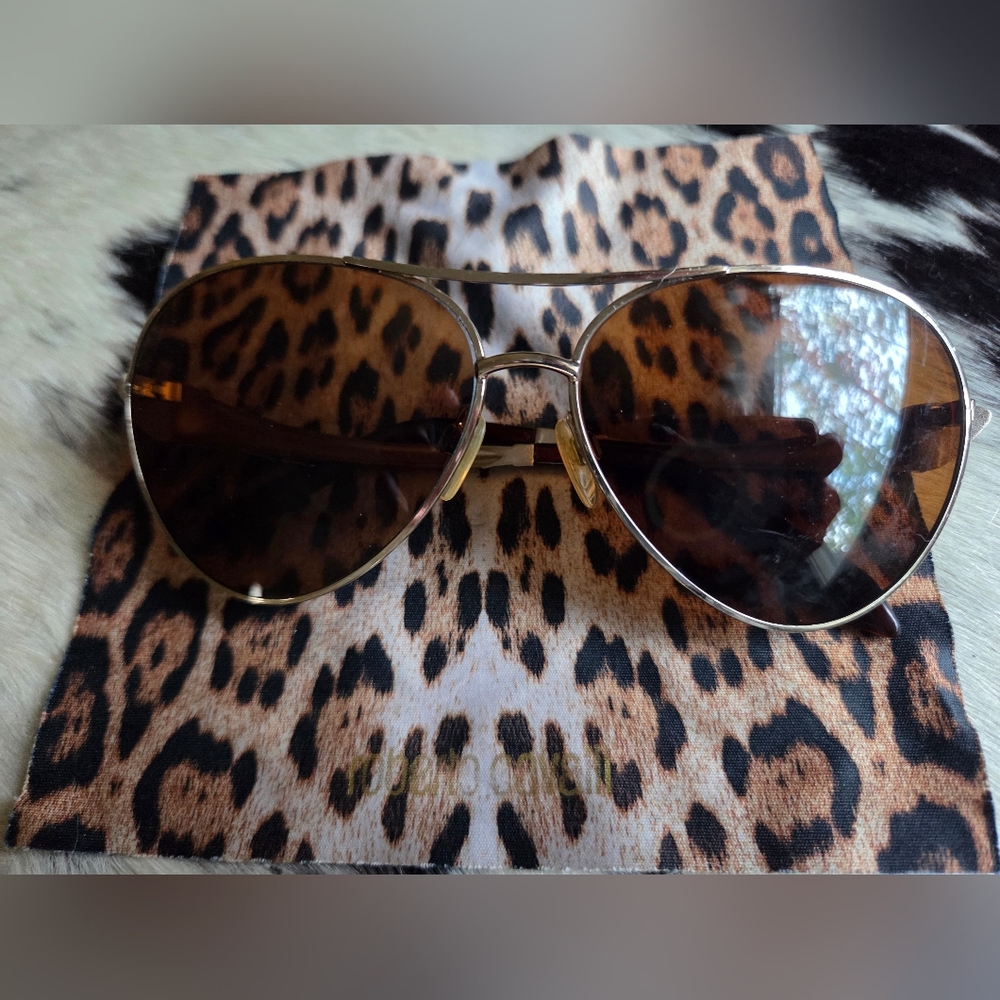 Roberto Cavalli Gold and Brown Aviator Sunglasses